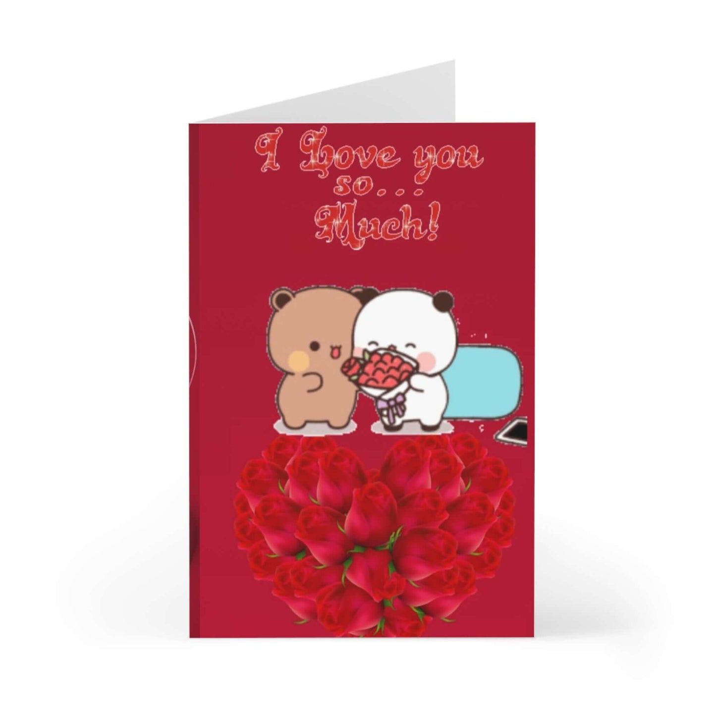Bubu and Dudu Happy Valentine's card featuring cute bears with roses and the text 'I Love you so... Much!'. Perfect for expressing love.
