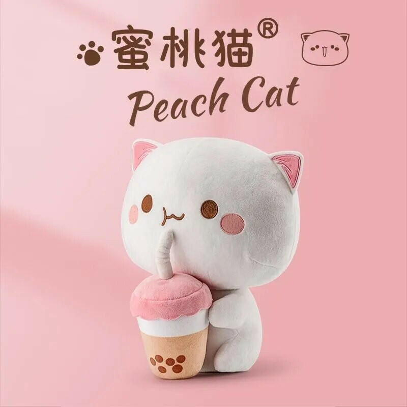 Peach Plush Cat Soft and Cuddly Kawaii Plush