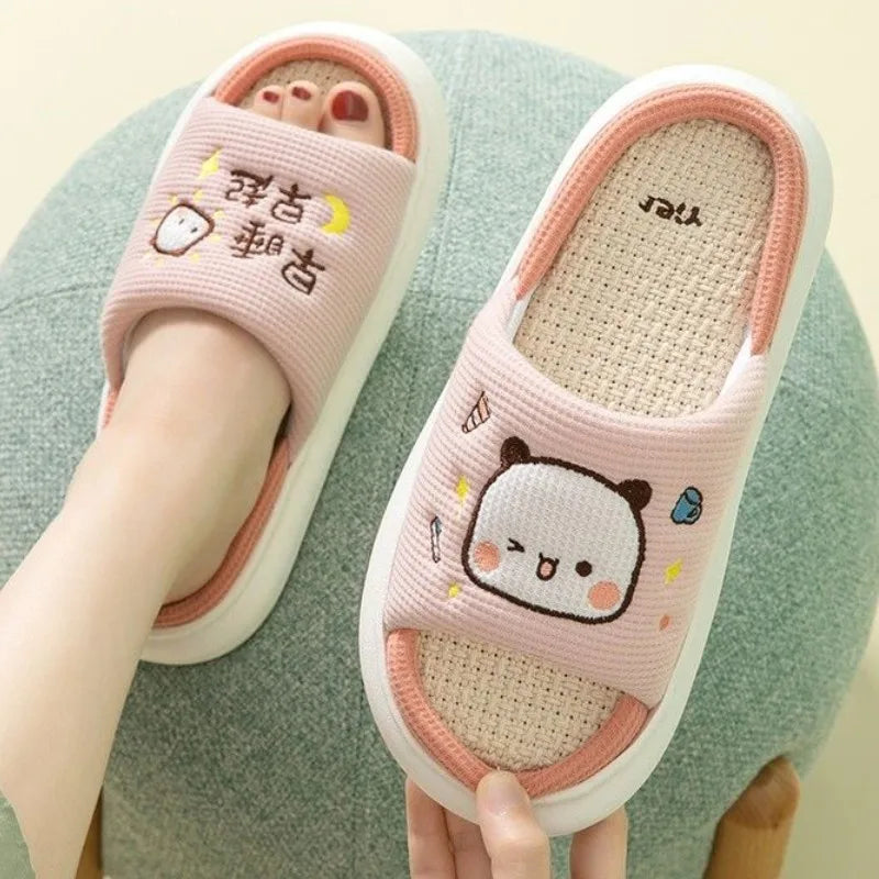 Cute Dudu and Bubu / Peach and Goma Slippers.