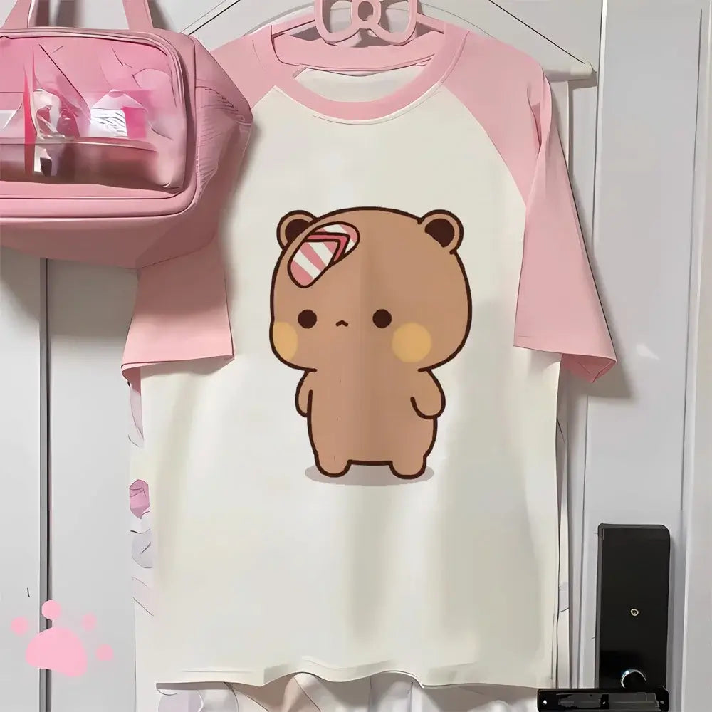 Bubu and Dudu women's shirt featuring a cute bear print, perfect for casual and cozy styles.