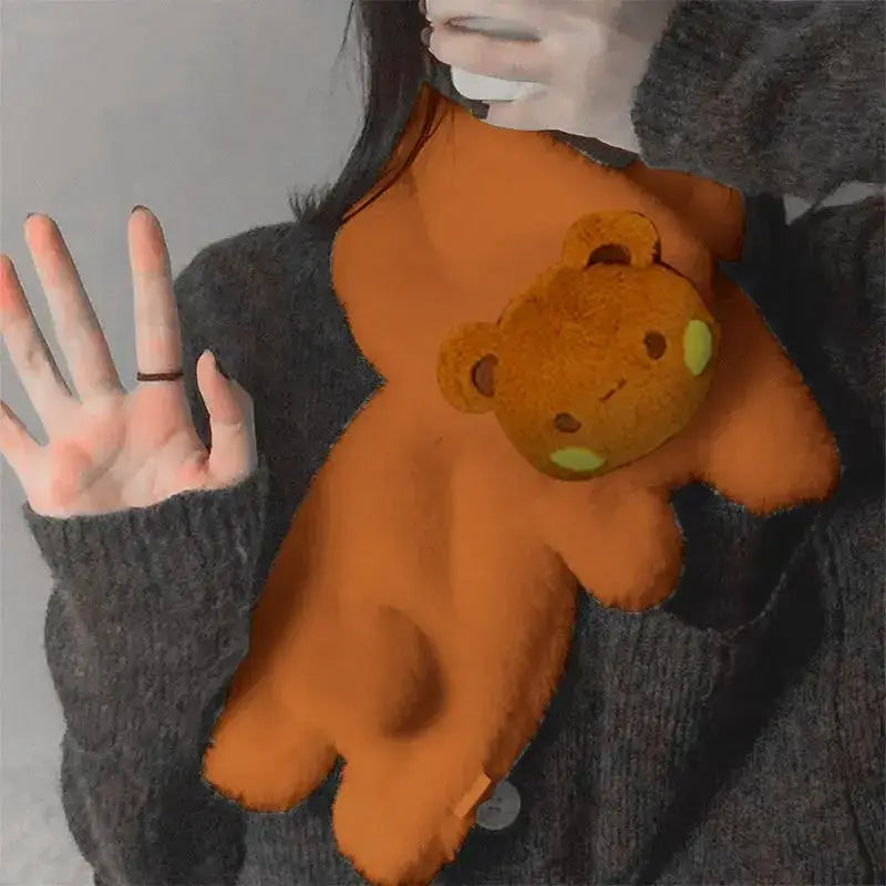 Cozy Bubu and Dudu winter scarf with bear plushie detail, perfect for warmth and style.