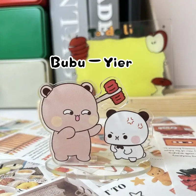 Cute Bubu and Dudu desktop toy figures, made from soft silicone, perfect for office and home decor.