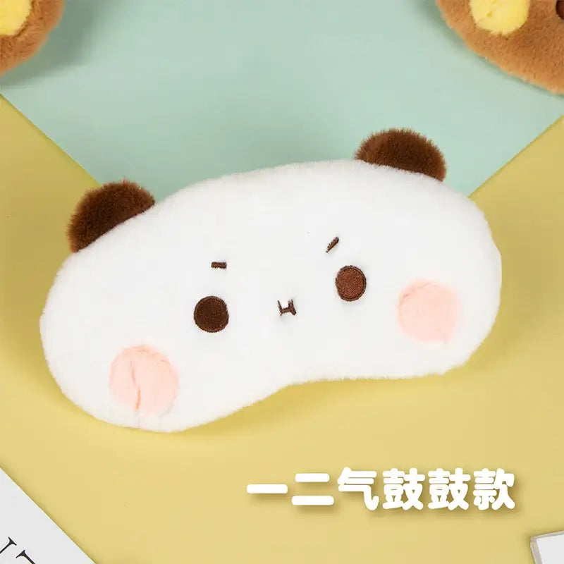 Bubu & Dudu Eye Cover with cute facial expression on a colorful background, perfect for sleep and relaxation.