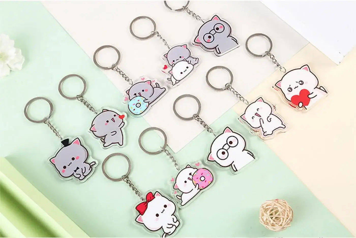 Peach and Goma Keychains.