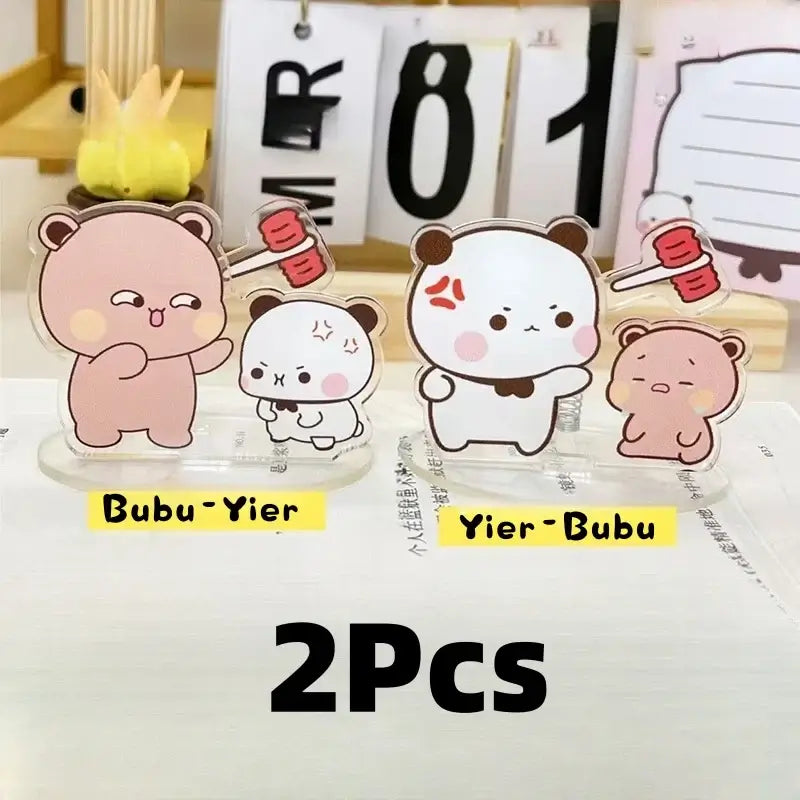 Cute Bubu and Dudu desktop toy set showing two adorable characters made of soft silicone, perfect for stress relief and decoration.