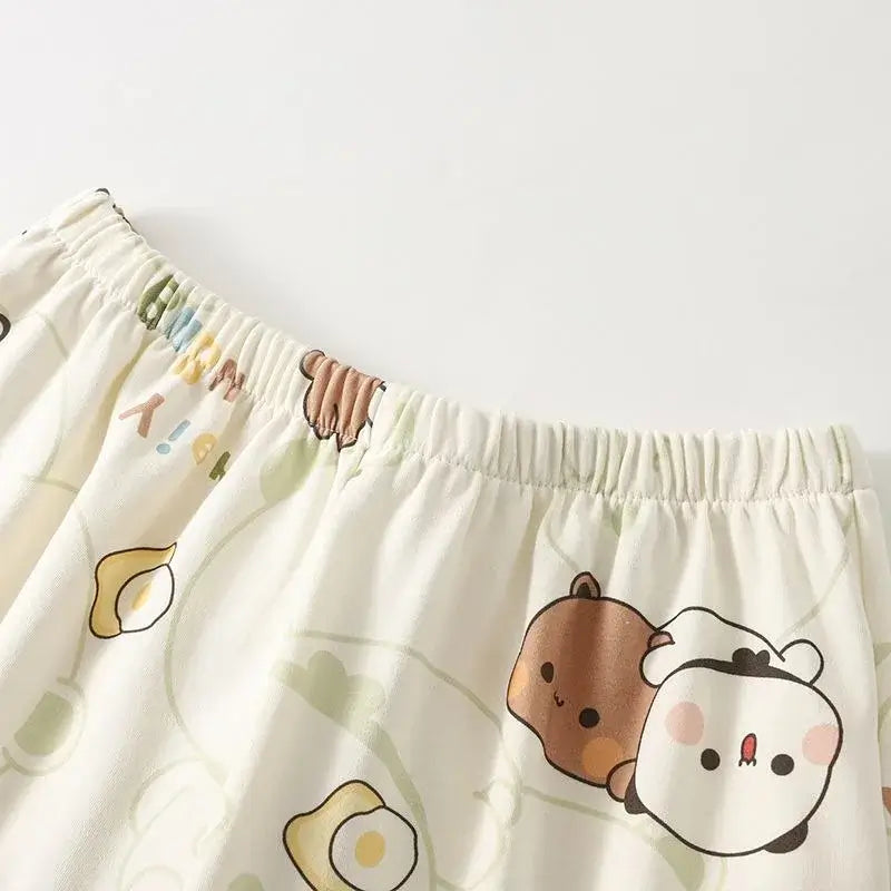 Cute Bubu and Dudu Pyjamas showcasing adorable bear and egg prints on soft fabric for cozy sleepwear.