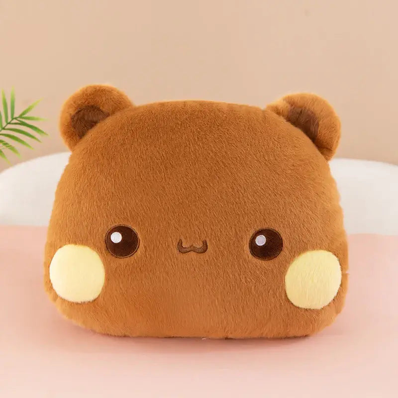 Cute Bubu bear plushie pillow with big eyes and soft texture, perfect for snuggling and decorating.