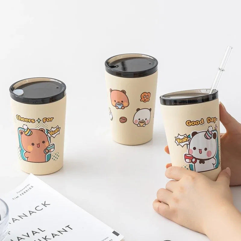 320/360ml Cute Stainless teel Dudu & Bubu, Peach & Goma Bottles/Cups.
