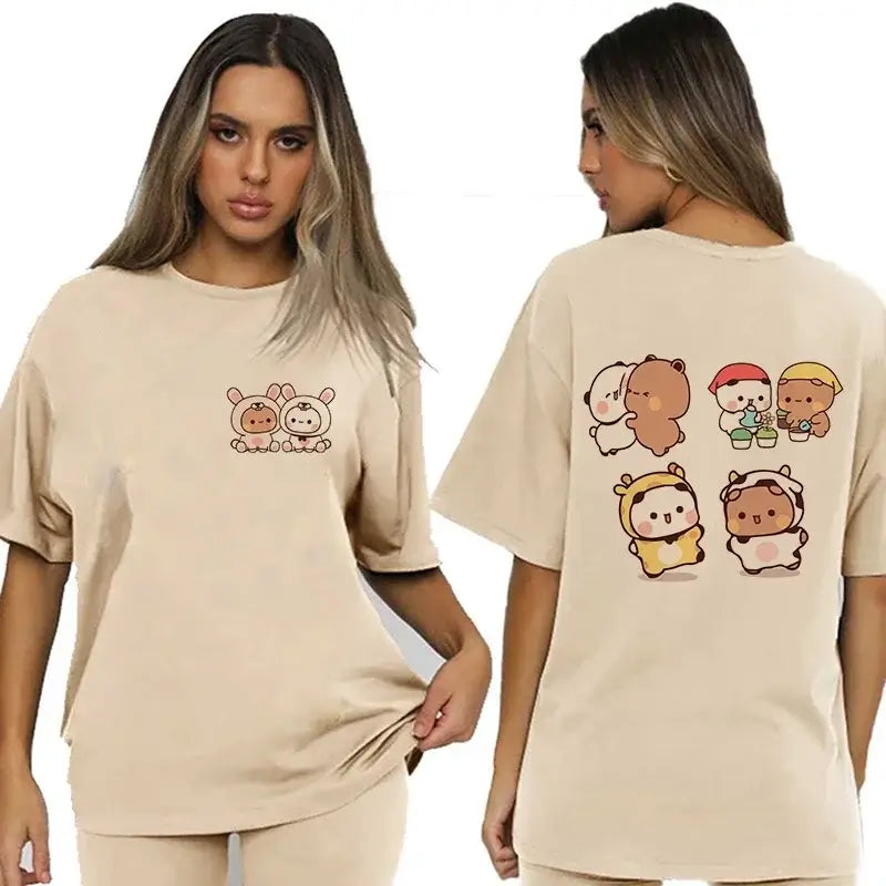 Bubu and Dudu shirt featuring playful illustrations on the front and back for fans of the adorable duo.