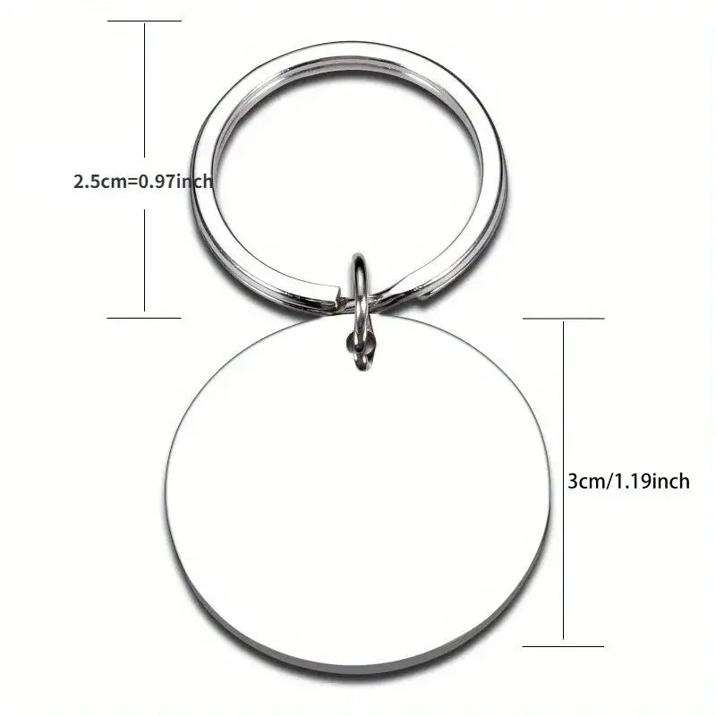 Bubu Dudu keychain with a round blank tag, dimensions: 2.5cm diameter and 3cm in height, made from durable material.