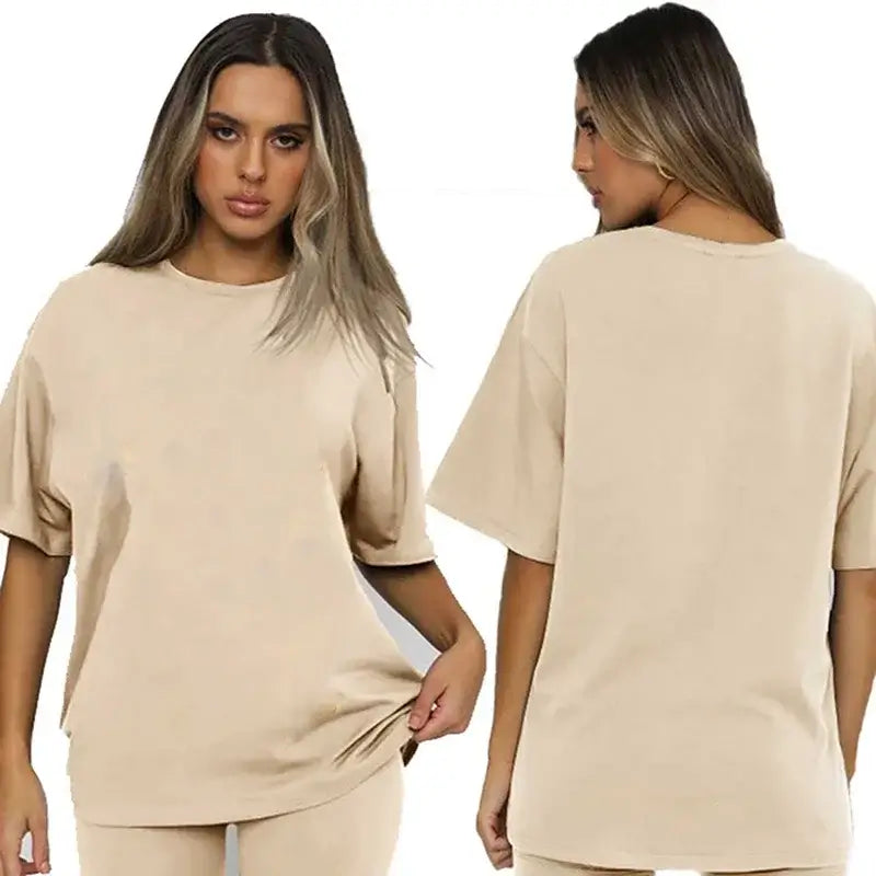 Bubu and Dudu oversized beige t-shirt featuring relaxed fit and comfy design, perfect for everyday wear.