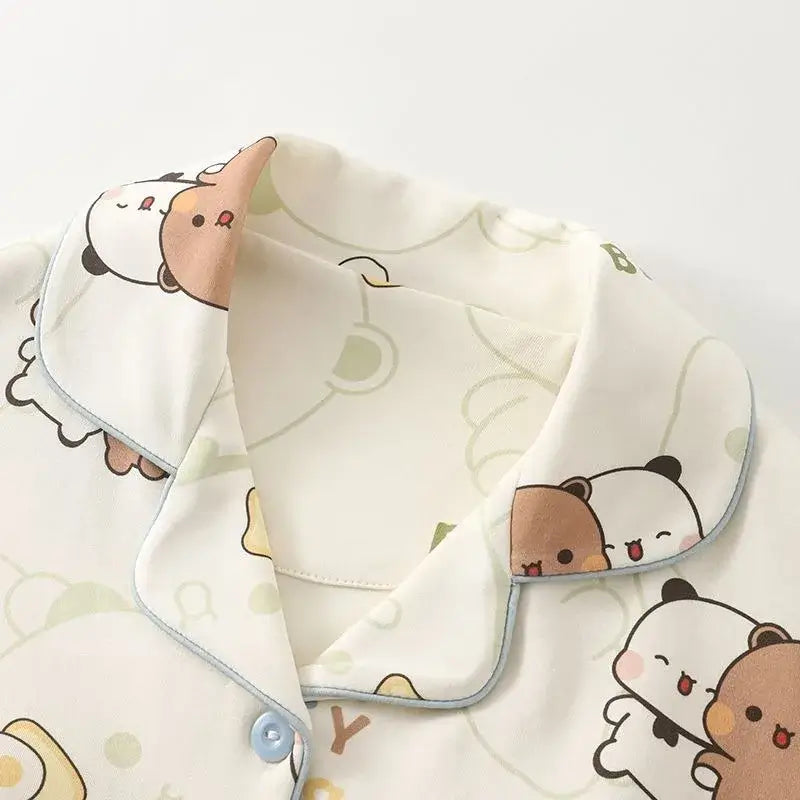 Bubu and Dudu Pyjama top with cute bear prints and soft collar detail for a cozy sleepwear look.