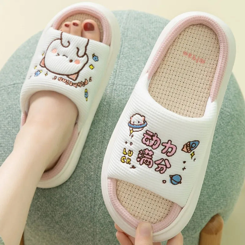 Cute Dudu and Bubu / Peach and Goma Slippers.