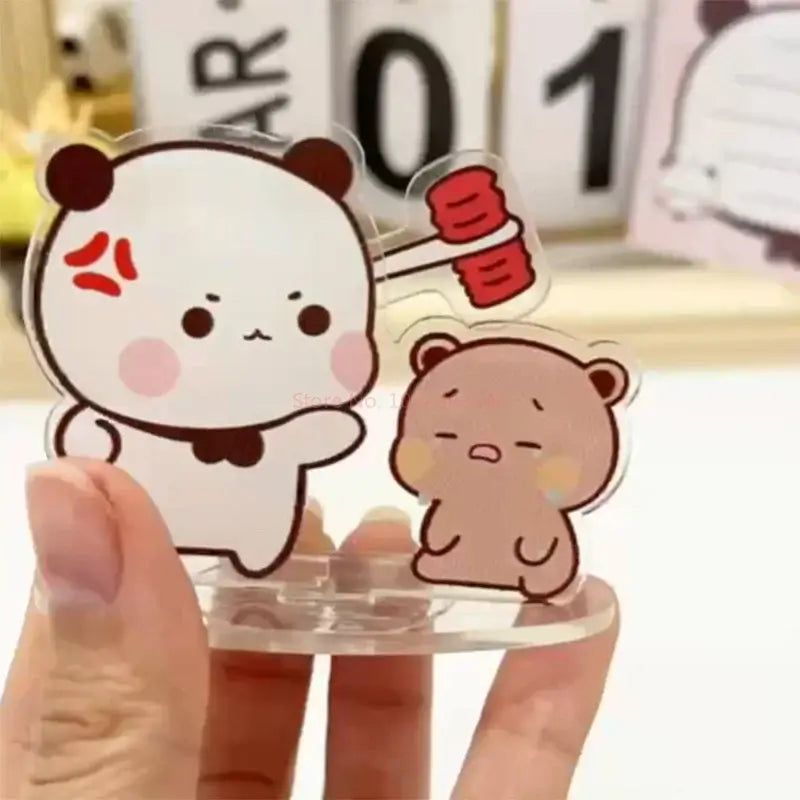 Colorful Bubu and Dudu desktop toy showing a playful panda and bear, perfect for stress relief and desk decoration.