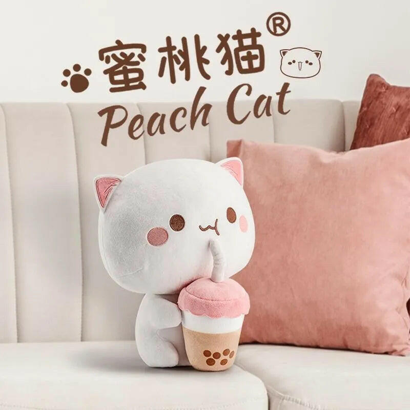 Peach Plush Cat – Soft and Cuddly Kawaii Plush.