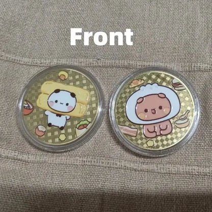 Panda Bubu And Yier Commemorative Coin Cartoon Panda Bubu And Dudu Collect Commemorative Coins Valentine'S Day Gift Couple Gift