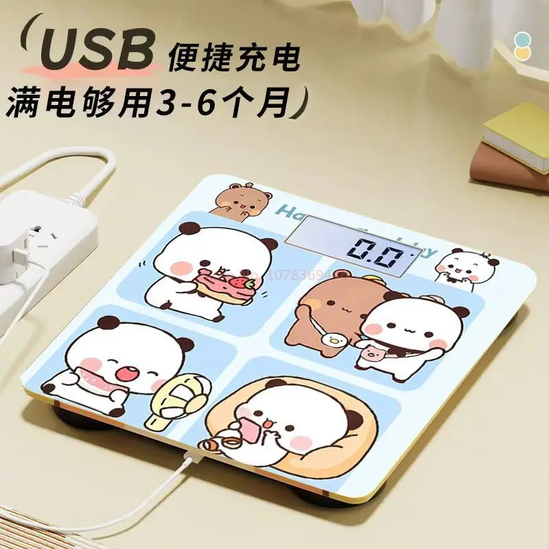 Household Digital Scale Panda Bubu And Yier Digital Scale Cute Bubu And Dudu Cartoon Weighing Scale Rechargeable Smart Display