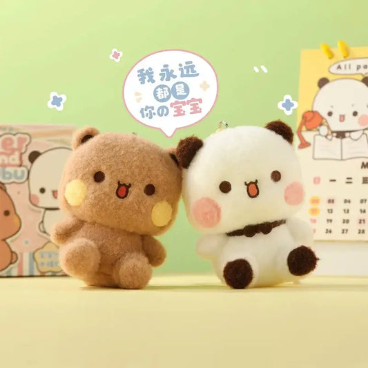 Bubu and Dudu plush figures cuddling, showcasing cuteness and charm, perfect for display or gifting.