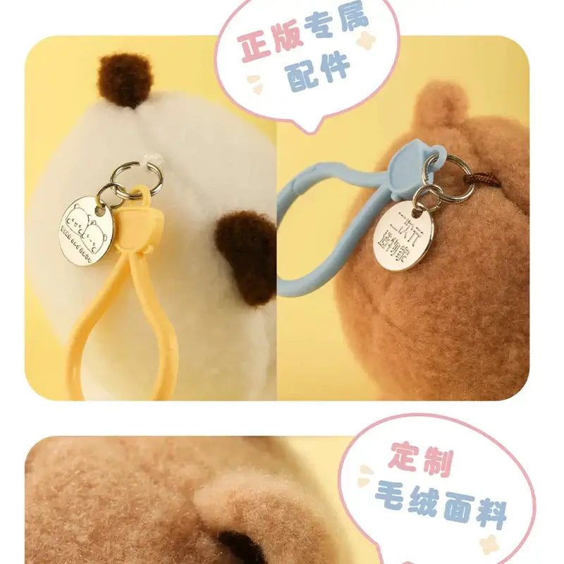 Close-up of Bubu and Dudu plush figures showcasing unique attachments and charm details.