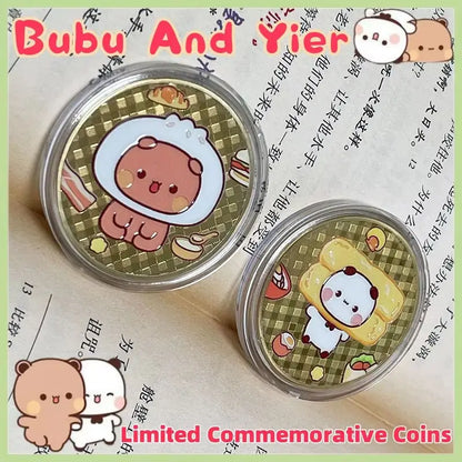 Panda Bubu And Yier Commemorative Coin Cartoon Panda Bubu And Dudu Collect Commemorative Coins Valentine'S Day Gift Couple Gift