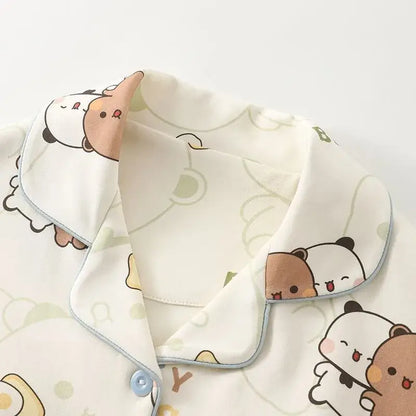 Bubu and Dudu Pyjama top with cute bear prints and soft collar detail for a cozy sleepwear look.