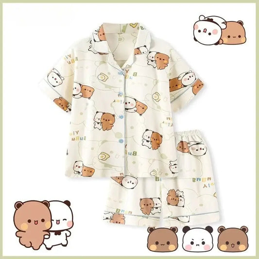 Cute Bubu and Dudu pyjamas featuring adorable bear prints, perfect for cozy sleepwear.