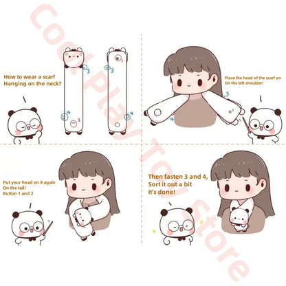 Couple Scarves Original Panda Bubu And Yier Scarf Cartoon Bear Doll Bubu & Dudu Winter Warm Scarf Warm Adorable Couple'S Gift