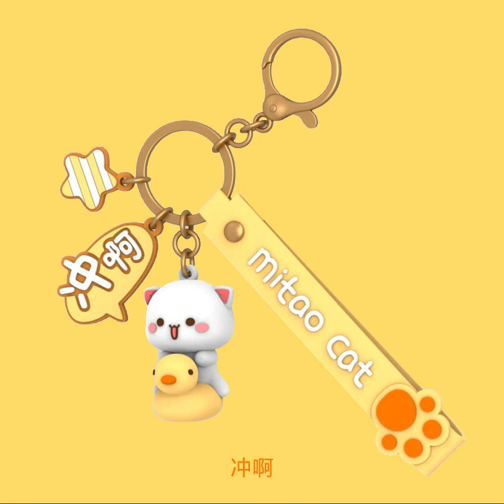 Peach & Goma Cat Keychains.