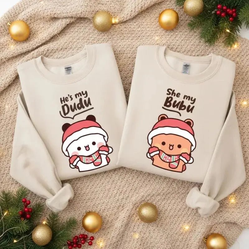Christmas Bubu & Dudu Couple Sweatshirt – Cozy Holiday Matching Outfit - DuduBubuShop.com