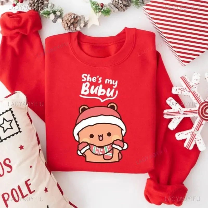 Christmas Bubu & Dudu Couple Sweatshirt – Cozy Holiday Matching Outfit - DuduBubuShop.com
