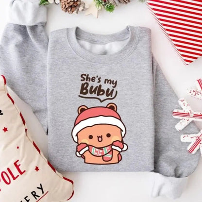 Christmas Bubu & Dudu Couple Sweatshirt – Cozy Holiday Matching Outfit - DuduBubuShop.com