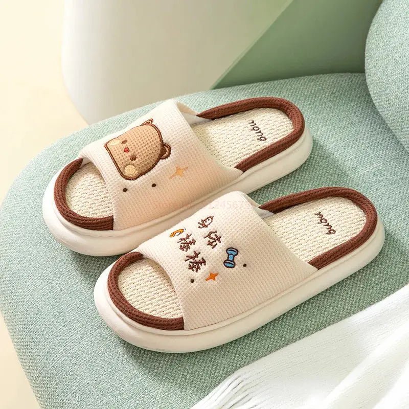 Cute Dudu and Bubu / Peach and Goma Slippers - DuduBubuShop.com