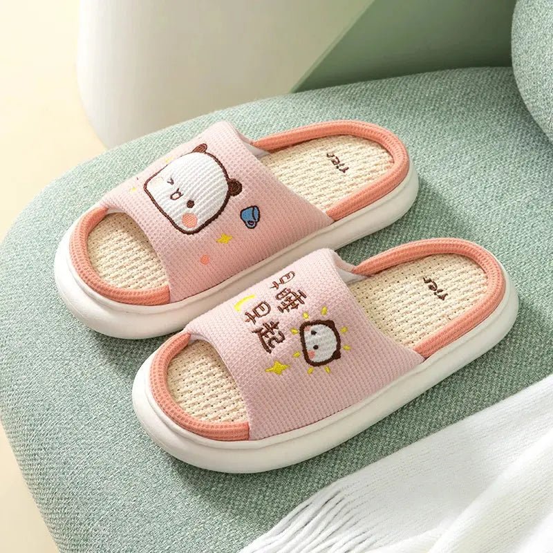 Cute Dudu and Bubu / Peach and Goma Slippers - DuduBubuShop.com