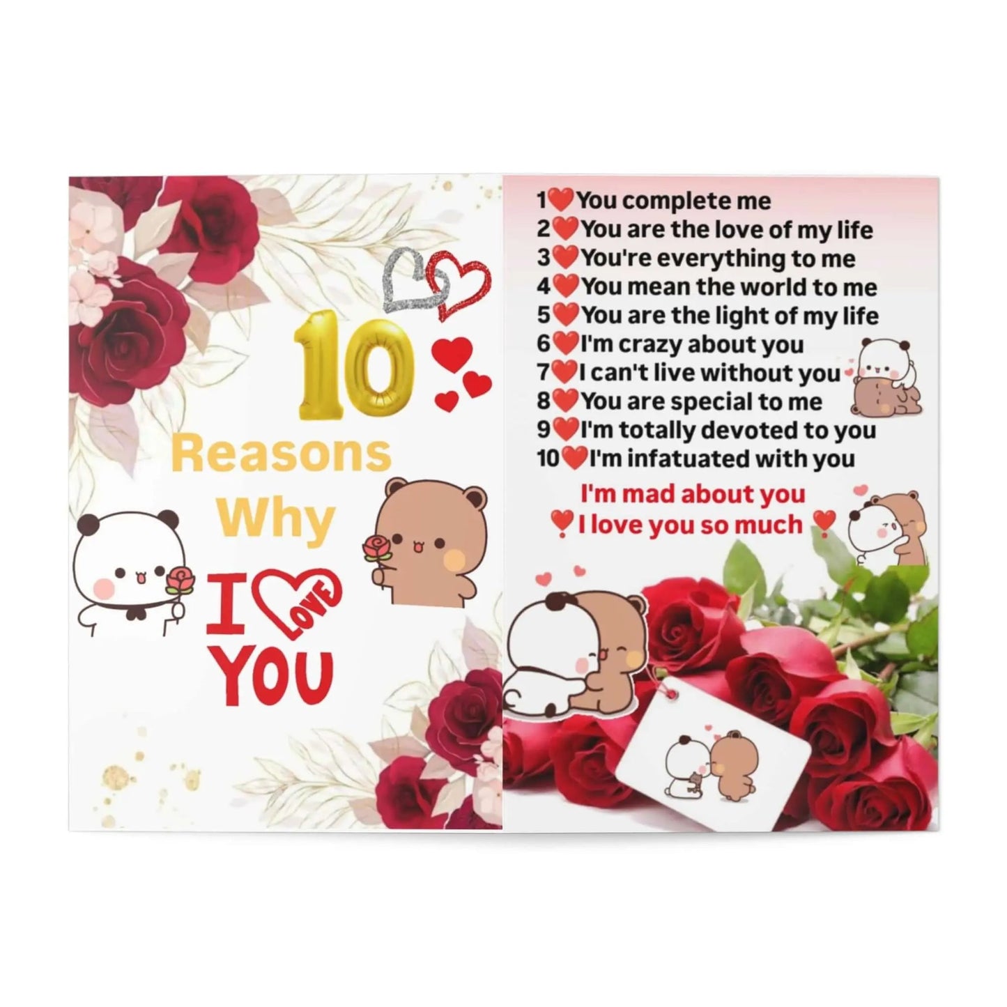 Dudu and Bubu 10 reasons why i love you card - DuduBubuShop.com